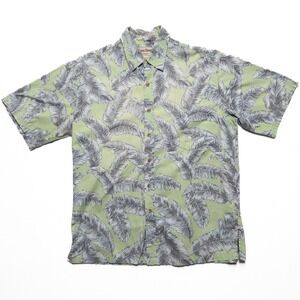 Cooke Street Honolulu Mens Medium Green Aloha Shirt Leaf Hawaiian Print